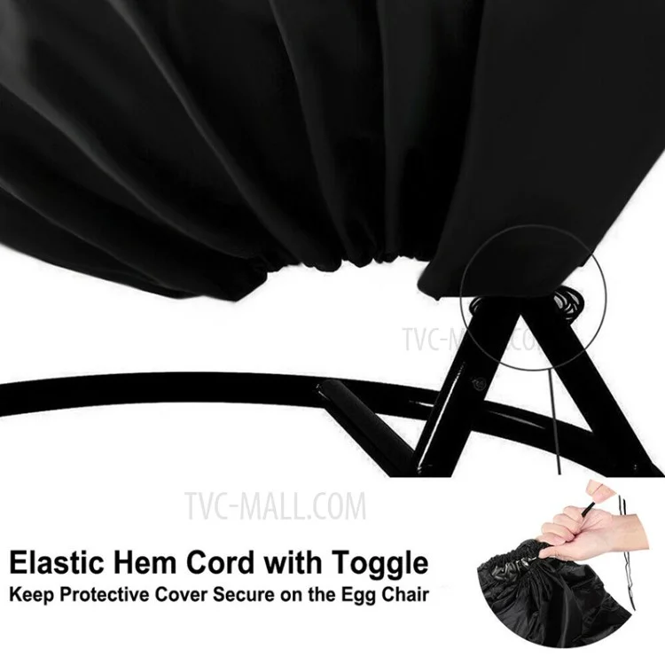 230x200cm UV Protection Swing Egg Chair Cover Outdoor Garden Terrace Dustproof Sunscreen Furniture Chair Dust Cover - Black