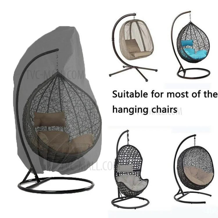 230x200cm UV Protection Swing Egg Chair Cover Outdoor Garden Terrace Dustproof Sunscreen Furniture Chair Dust Cover - Black