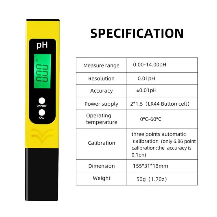 PH-04L Misuratore di PH Digitale con Calibrazione Automatica per Test della Qualità dell'Acqua, Monitor per Acquari e Piscine