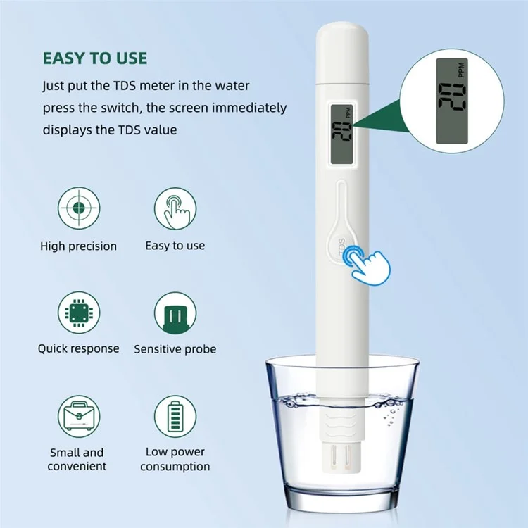 TDS-M6 LCD Display Water Quality Test Pen Digital TDS Meter Aquarium Water Testing Tool