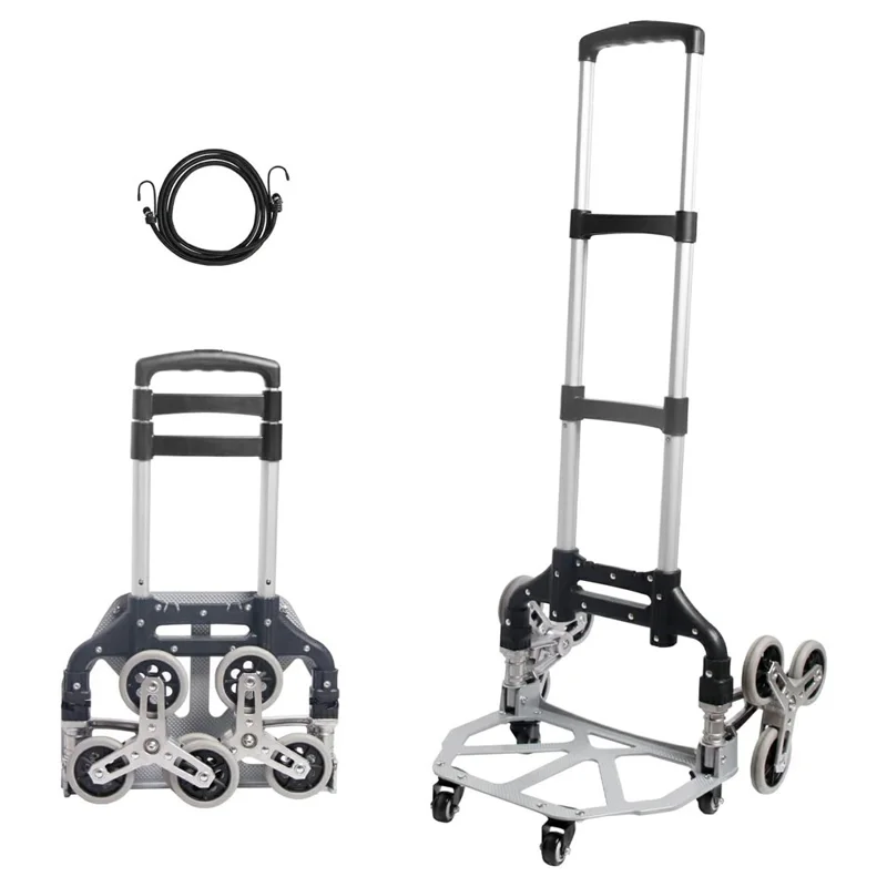 Heavy Duty Dolly Cart Folding Stair Climbing Hand Truck Trolley with 6 Wheels and Telescoping Handle
