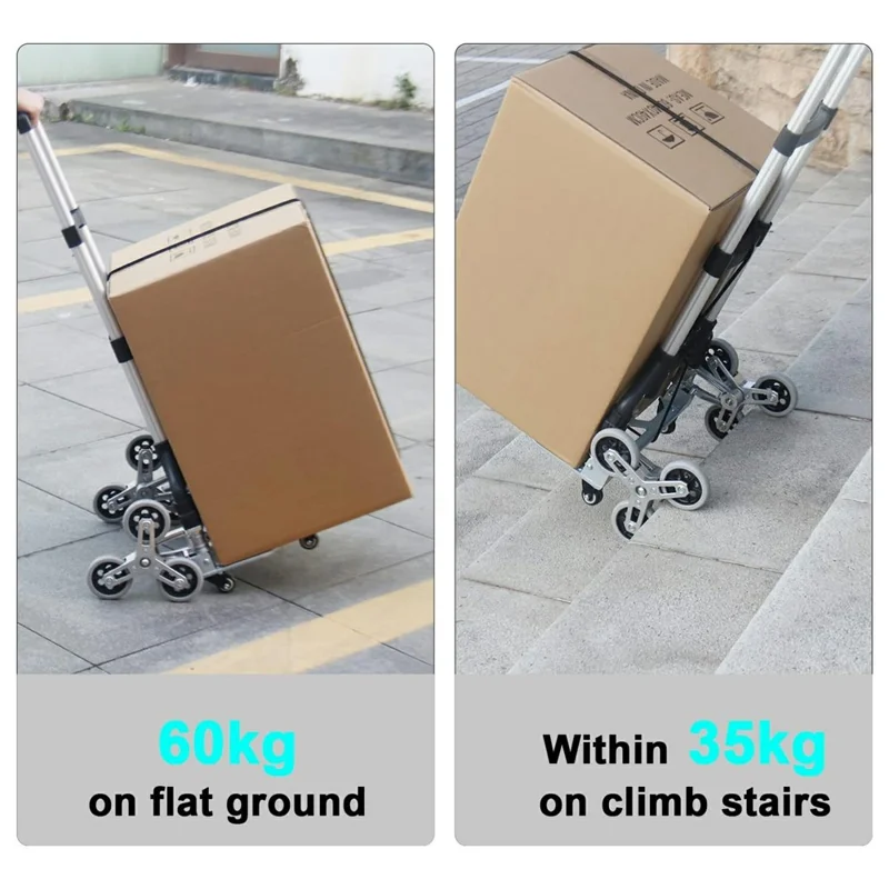 Heavy Duty Dolly Cart Folding Stair Climbing Hand Truck Trolley with 6 Wheels and Telescoping Handle