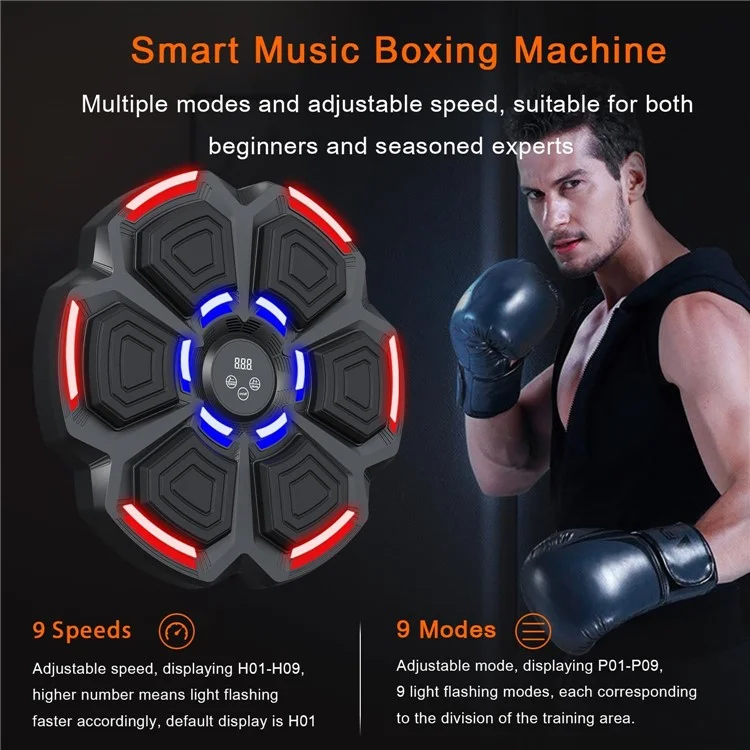 Treinador Inteligente de Boxe com Luvas de Boxe, Alvo Musical de Parede e Equipamento Digital de Socos