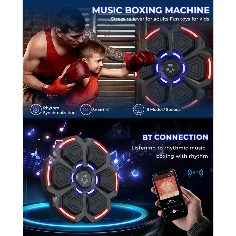 Treinador Inteligente de Boxe com Luvas de Boxe, Alvo Musical de Parede e Equipamento Digital de Socos