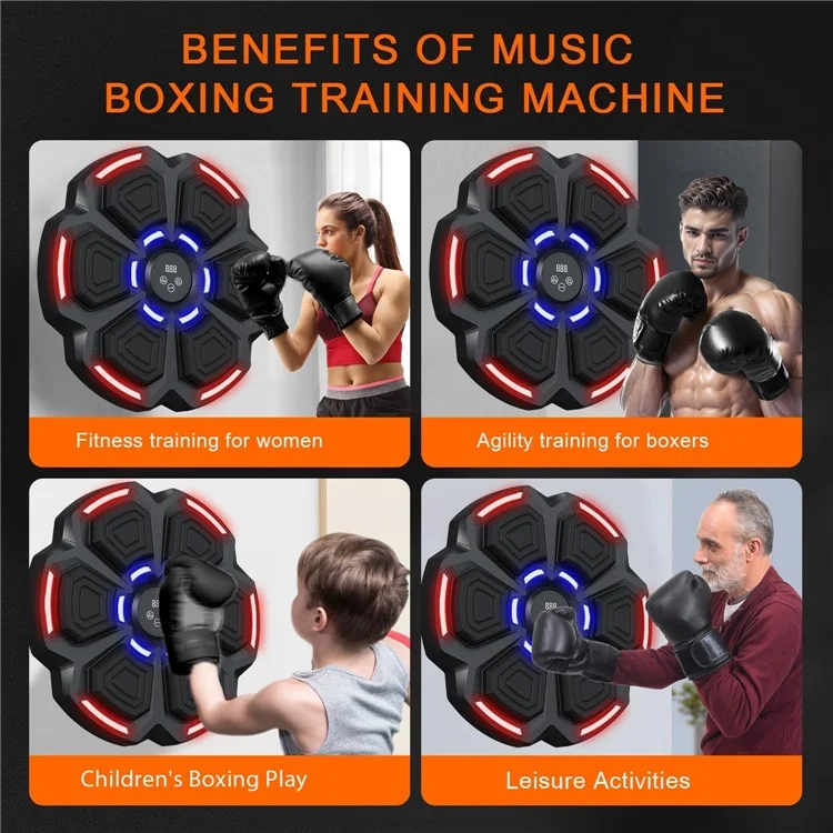 Treinador Inteligente de Boxe com Luvas de Boxe, Alvo Musical de Parede e Equipamento Digital de Socos