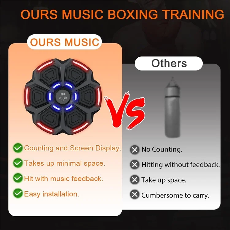 Treinador Inteligente de Boxe com Luvas de Boxe, Alvo Musical de Parede e Equipamento Digital de Socos