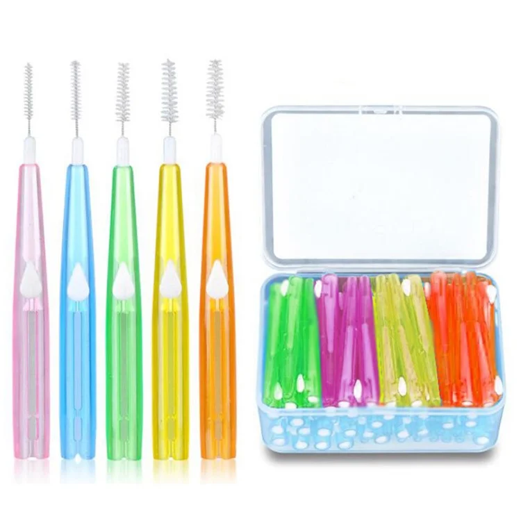60 Brossettes Interdentaires Rétractables Poils Doux Nettoyant Dentaire Soin des Gencives Haleine Fraîche - 5 Couleurs Mélangées