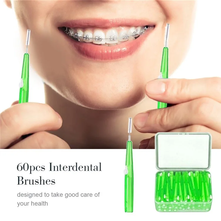 60 Brossettes Interdentaires Rétractables Poils Doux Nettoyant Dentaire Soin des Gencives Haleine Fraîche - 5 Couleurs Mélangées