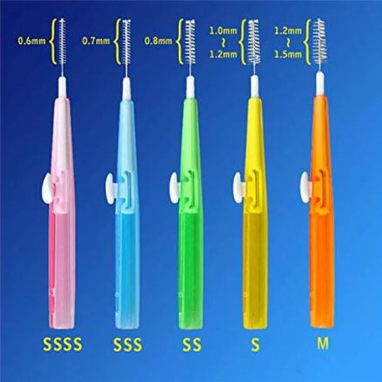 60 Brossettes Interdentaires Rétractables Poils Doux Nettoyant Dentaire Soin des Gencives Haleine Fraîche - 5 Couleurs Mélangées