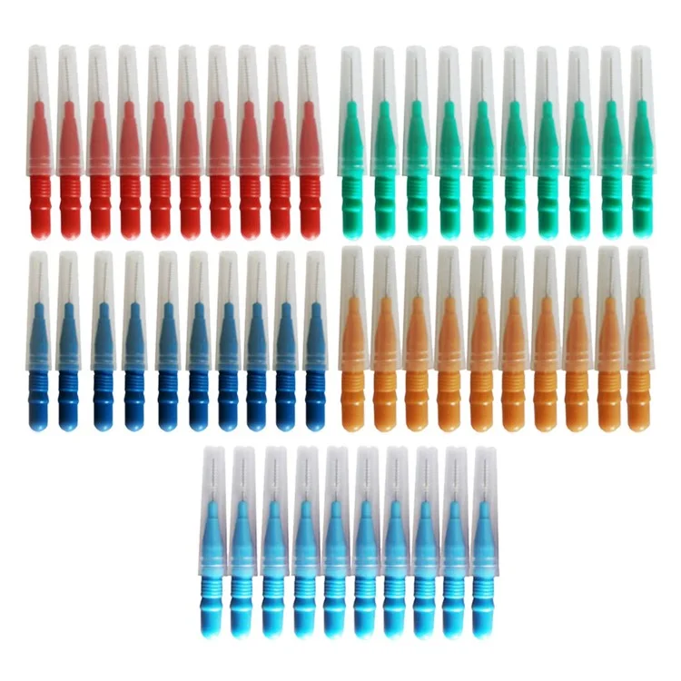 50 Brossettes Interdentaires Rétractables en 5 Couleurs Mixtes pour la Santé des Gencives et le Nettoyage des Espaces Dentaires - Outil de Soins Bucco-dentaires