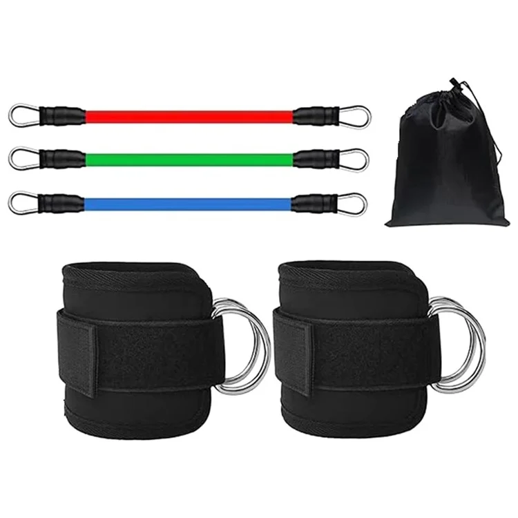 1 Par de Cinta de Tornozelo com 3 Bandas de Resistência para Exercício de Pernas e Glúteos Equipamento de Treino