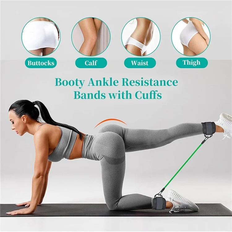 1 Par de Cinta de Tornozelo com 3 Bandas de Resistência para Exercício de Pernas e Glúteos Equipamento de Treino