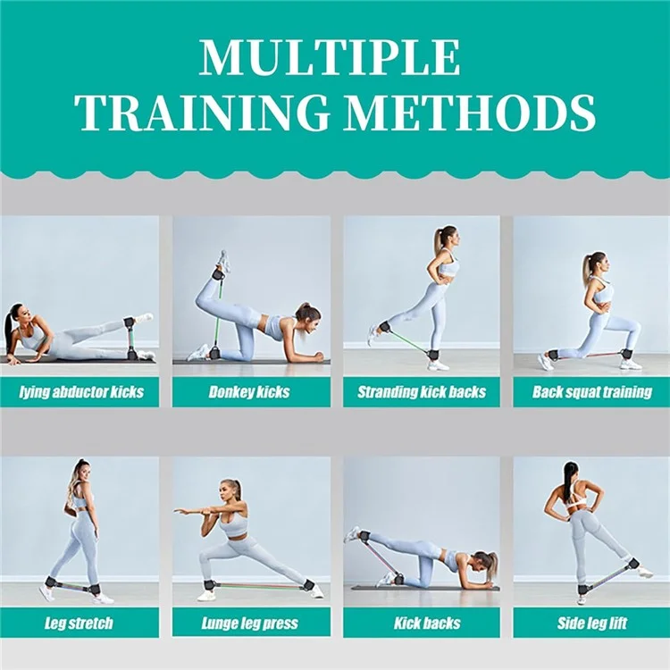 1 Par de Cinta de Tornozelo com 3 Bandas de Resistência para Exercício de Pernas e Glúteos Equipamento de Treino