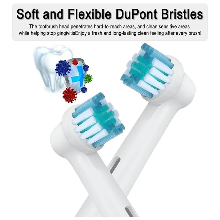 8 têtes de brosse de rechange pour brosse à dents électrique Nettoyage en profondeur Têtes à poils doux pour utilisation à domicile