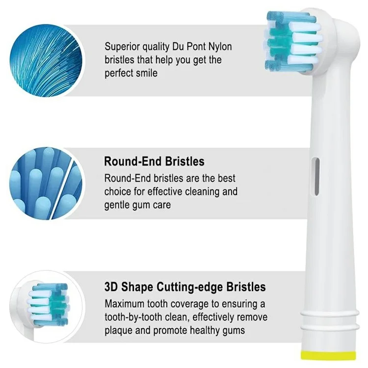 12 Têtes de Rechange pour Brosse à Dents Électrique avec Poils Doux pour un Nettoyage en Profondeur à la Maison