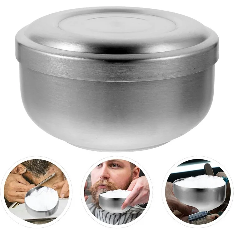 Edelstahl-Rasierschale Lather Mug für Männer - Breite und tiefe Seifenbehälter Bart-Pflege-Zubehör