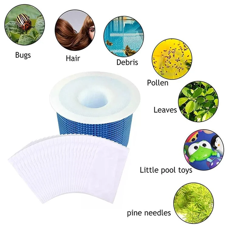 10Pcs Pool Skimmer Socks Nylon Filter Net Debris Bag Basket Liner for Swimming Pool - White