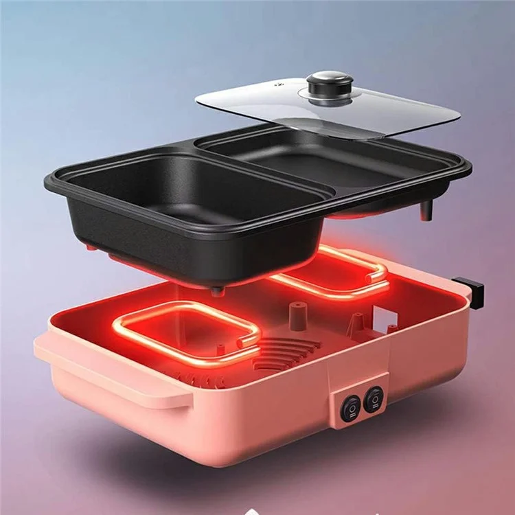 Pentola elettrica multifunzione con griglia 2 in 1 e doppio controllo temperatura - Spina EU