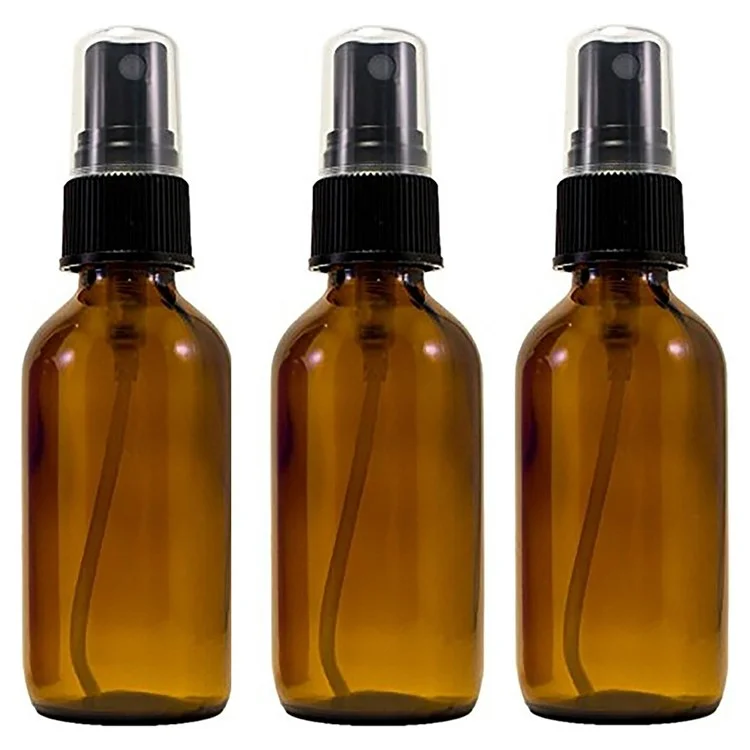3 Stück 50ml Bernsteinglas-Sprühflasche mit UV-Schutz, Feinnebel-Zerstäuber für Öle und Parfüms