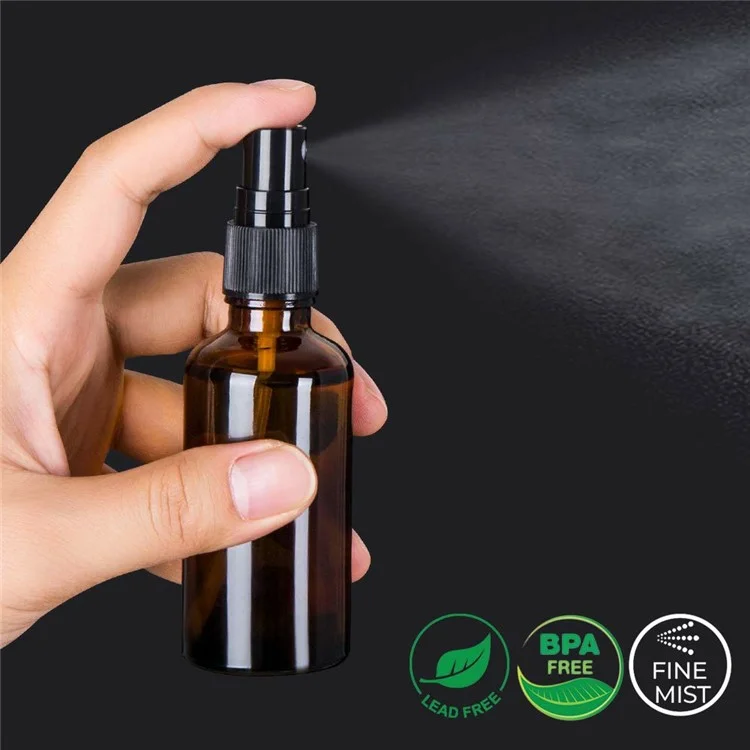 3 Stück 50ml Bernsteinglas-Sprühflasche mit UV-Schutz, Feinnebel-Zerstäuber für Öle und Parfüms