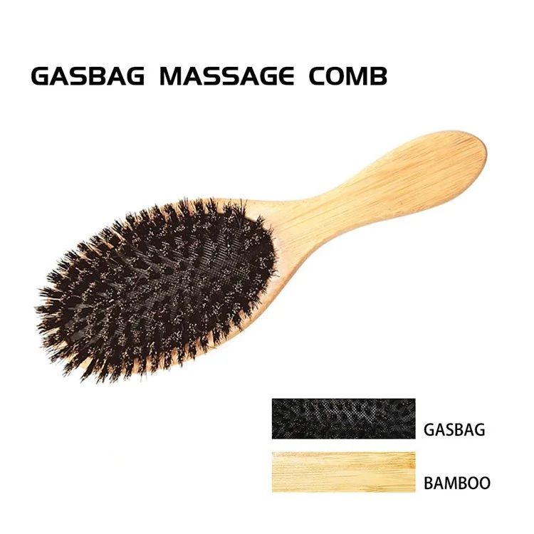 Peigne de massage du cuir chevelu ZR-8050 en bambou naturel avec brosse anti-statique en poils de sanglier, outil de soin capillaire portable