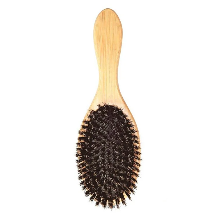Peigne de massage du cuir chevelu ZR-8050 en bambou naturel avec brosse anti-statique en poils de sanglier, outil de soin capillaire portable