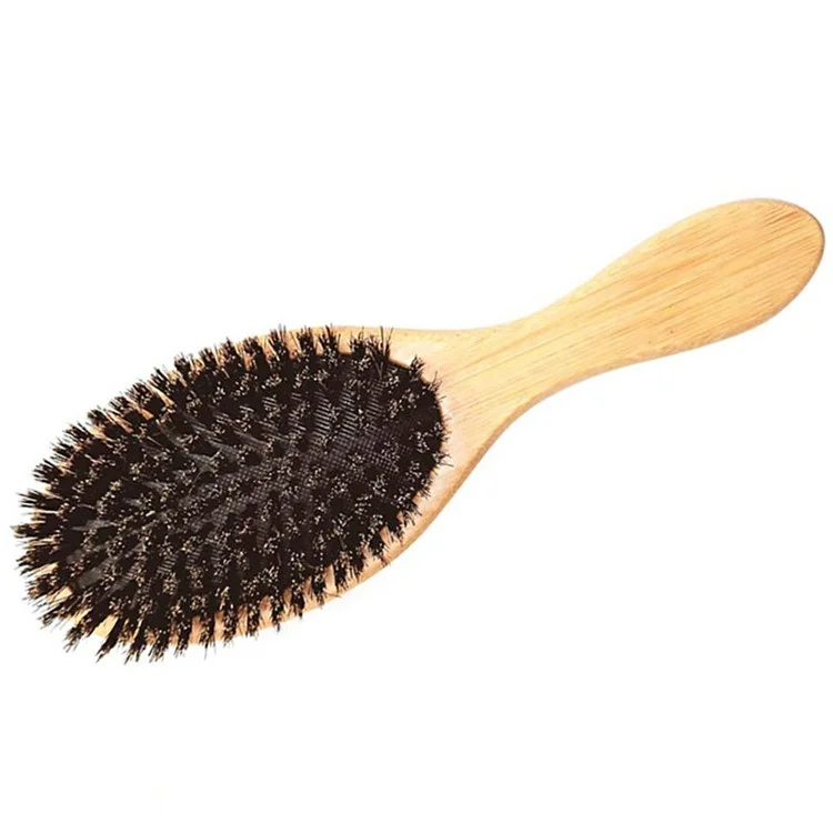 Peigne de massage du cuir chevelu ZR-8050 en bambou naturel avec brosse anti-statique en poils de sanglier, outil de soin capillaire portable