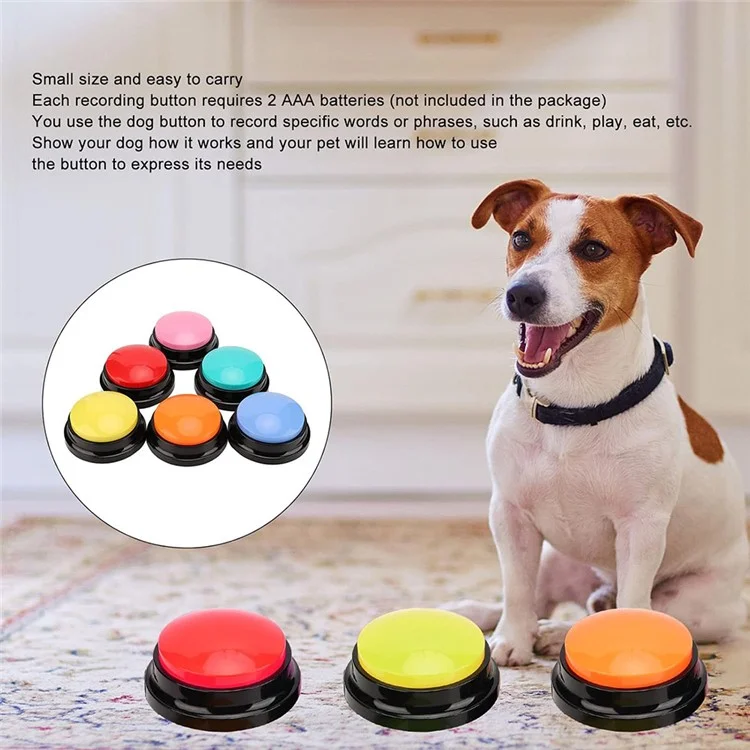 6Pcs Recordable Button Set Pet Training Buzzer Clear Sound Voice Recording Device for Dog Cat