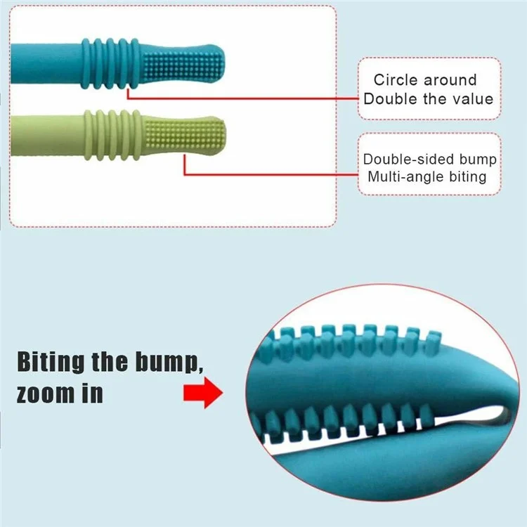 Baby Teething Toys 4Pcs Silicone Teether with Tube Brush Soft Hollow Design for Infant Oral Care (No FDA, BPA Free)