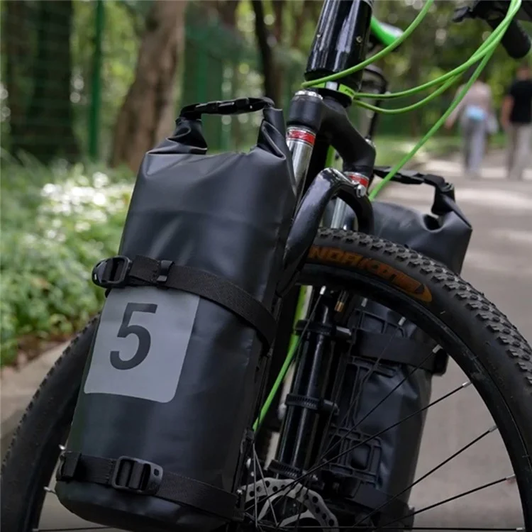 2Pcs 5L Bike Fork Bags Waterproof Roll Top Bicycle Dry Bag for Moutain Road Bikes Electric Scooters