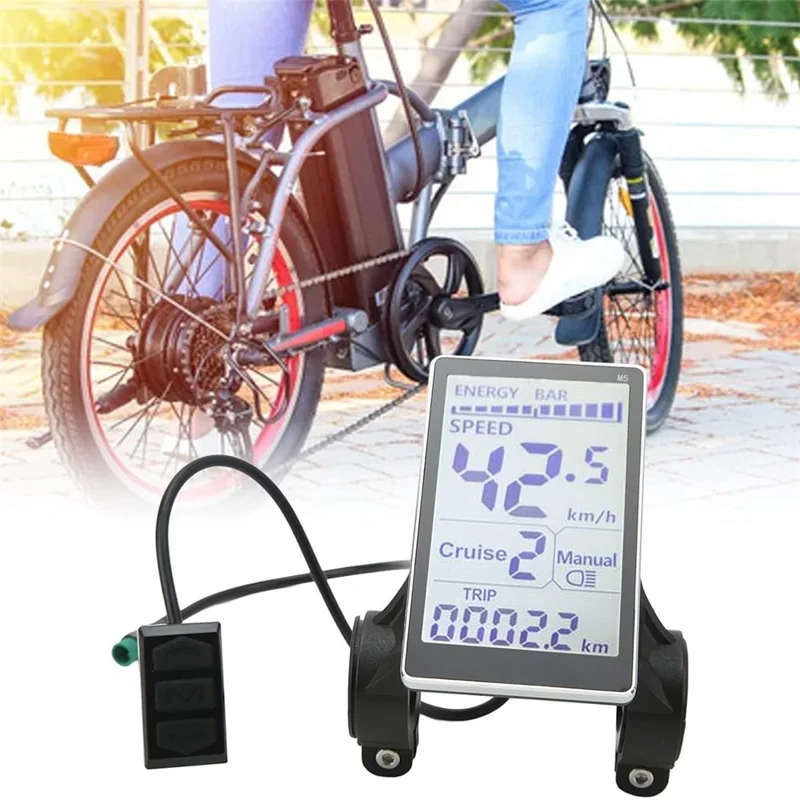 Medidor de Display Universal para Scooter Elétrico 24V / 36V / 48V / 60V para Bicicletas Elétricas com Tela LCD para Guidão de 31,8 / 22,2 mm