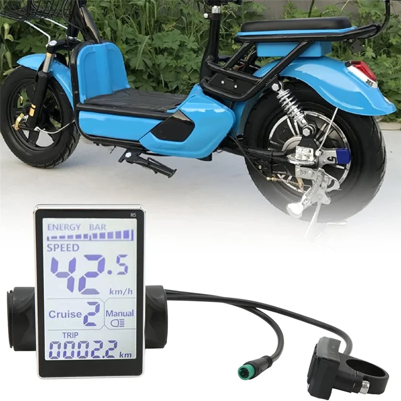 Medidor de Display Universal para Scooter Elétrico 24V / 36V / 48V / 60V para Bicicletas Elétricas com Tela LCD para Guidão de 31,8 / 22,2 mm