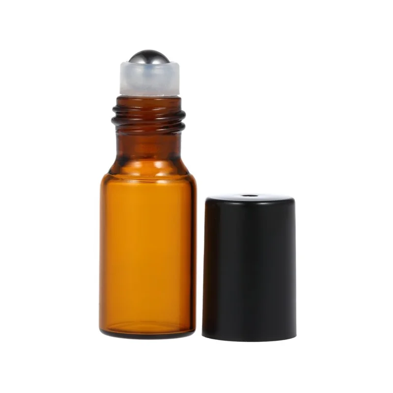 10 Stück 5ml Ätherische Öle Rollerflasche Edelstahl Roller Bernsteinglas Behälter mit Tropfer