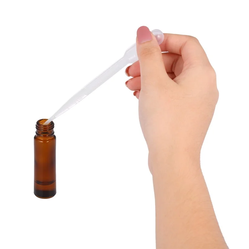 10 Stück 5ml Ätherische Öle Rollerflasche Edelstahl Roller Bernsteinglas Behälter mit Tropfer