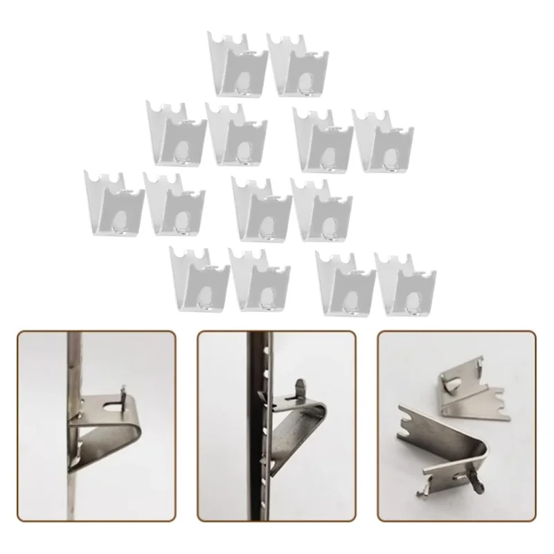 14 Piezas de Ganchos de Acero Inoxidable para Frigorífico, Clips para Estantes de Congelador de 1,5 mm