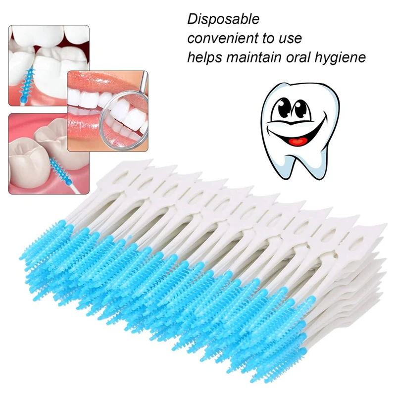160 Unidades Palillos Interdentales de Silicona con Hilo Dental Suaves para Cuidado Bucal - Azul