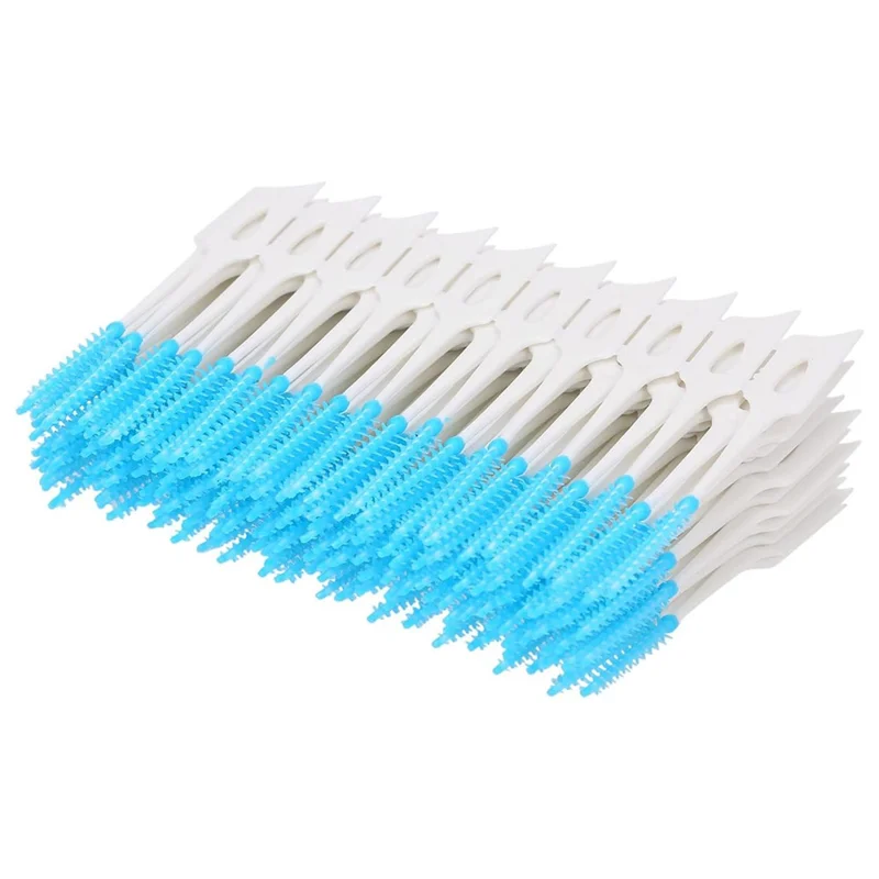 160 Unidades Palillos Interdentales de Silicona con Hilo Dental Suaves para Cuidado Bucal - Azul