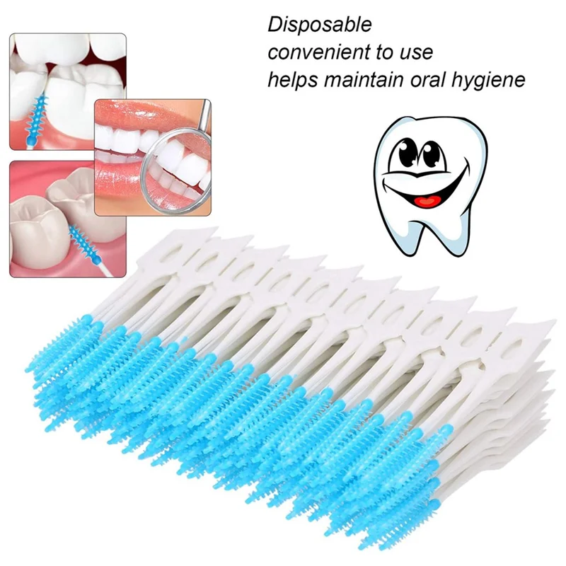 160Pcs Silicone Dental Floss Picks Interdental Brushes Soft Toothpick for Oral Care - Green