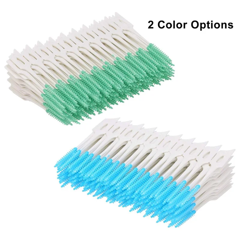 160Pcs Silicone Dental Floss Picks Interdental Brushes Soft Toothpick for Oral Care - Green