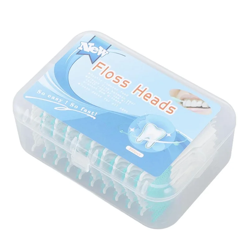 200 Uds Palillos Interdentales de Silicona Hilo Dental Cepillos Portátiles para Viaje / Casa - Verde