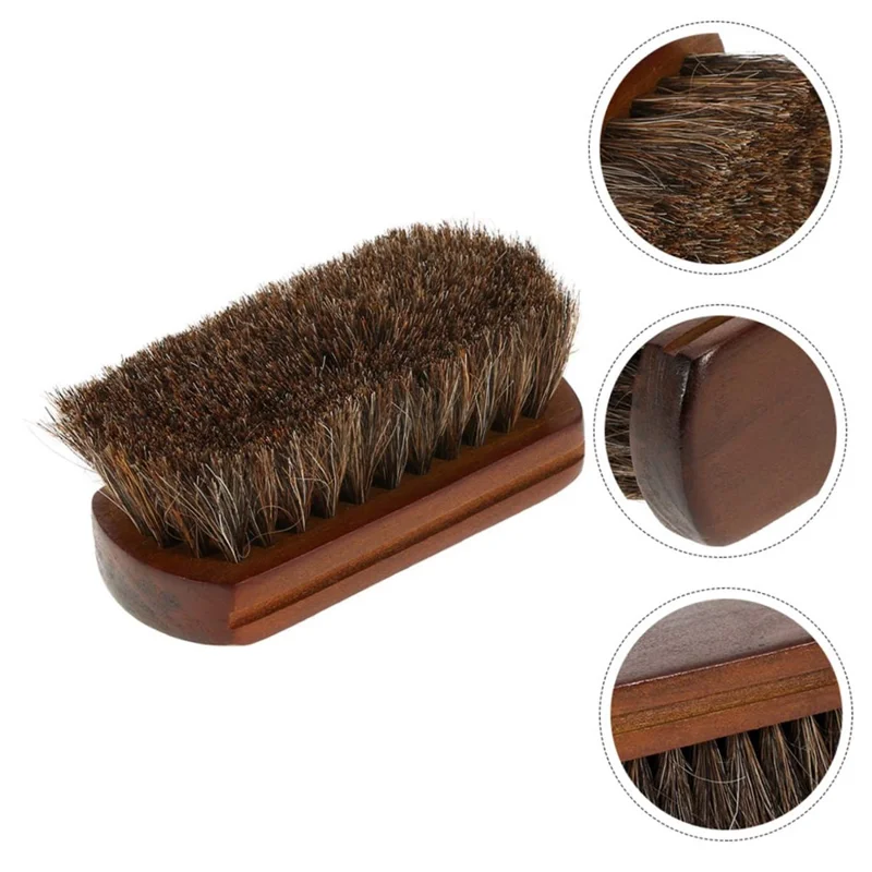 Spazzola professionale in legno con setole di crine per lucidare scarpe e stivali in pelle