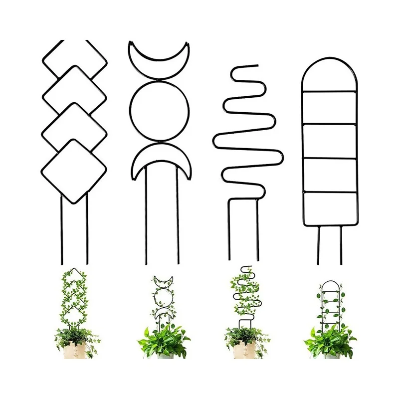 Plant Support Trellis Creative Clematis Flower Pot Stand Climbing Frame Metal Iron Fixed Rod for Indoor / Outdoor - Trapezoidal