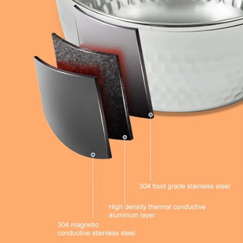 Pentola giapponese in acciaio inossidabile con coperchio e manico in legno per latte e minestre, Diametro: 20 cm (Privo di BPA, Non FDA)