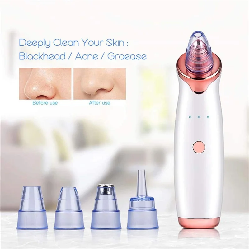 Blackhead Remover Pore Vacuum Cleaner with 5 Suction Heads and Pimple Needles Skin Care Tool Set