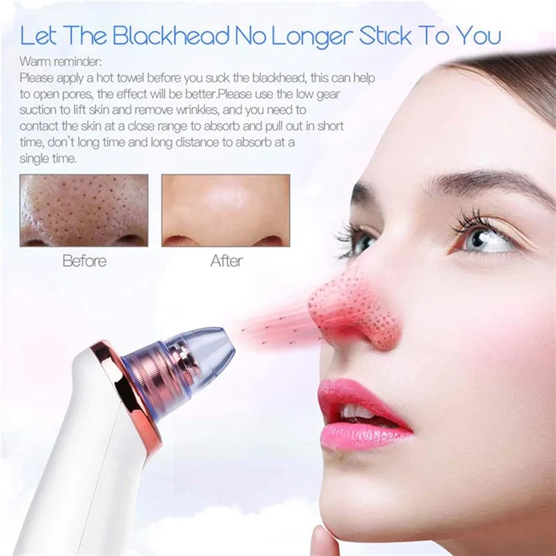 Blackhead Remover Pore Vacuum Cleaner with 5 Suction Heads and Pimple Needles Skin Care Tool Set