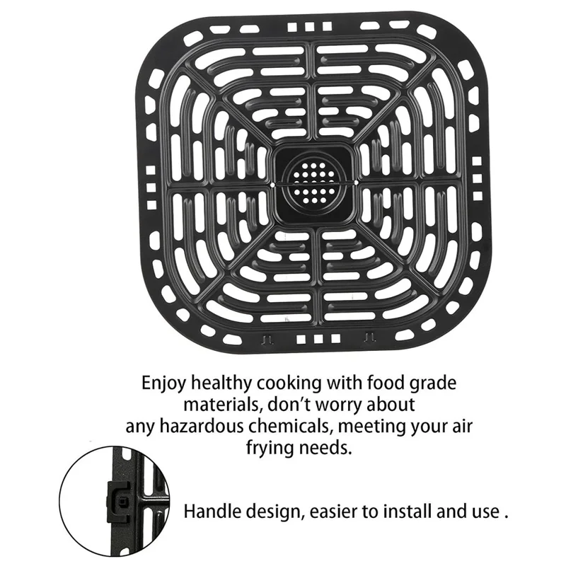 Cuscinetto quadrato per friggitrice ad aria, pad di sostituzione antiaderente in acciaio inossidabile per cestello di friggitrice (Privo di BPA, Conforme FDA)