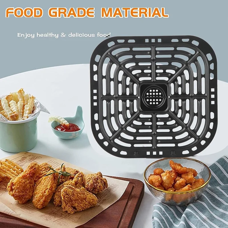 Cuscinetto quadrato per friggitrice ad aria, pad di sostituzione antiaderente in acciaio inossidabile per cestello di friggitrice (Privo di BPA, Conforme FDA)