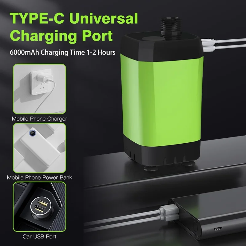 Портативный цифровой душ для кемпинга с USB-зарядкой для уличного путешествия - Зеленый