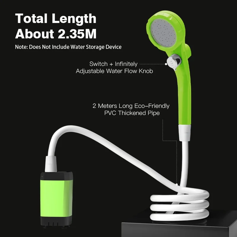 Douche de camping portable avec écran numérique, rechargeable par USB pour voyage en extérieur - Orange