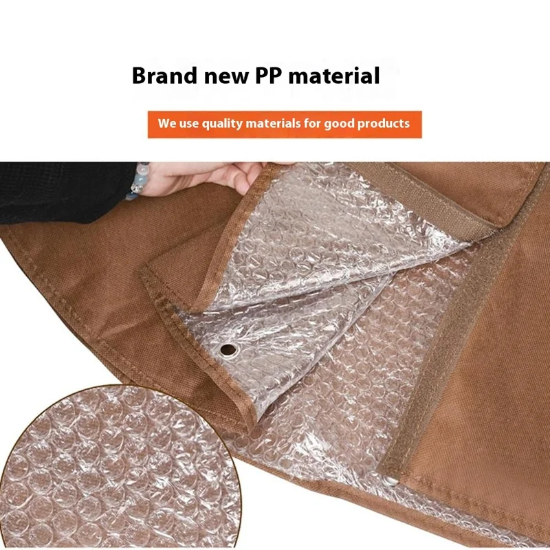 Sac d'isolation des racines de plantes d'hiver pour arbres tropicaux 30x30x100cm Housse de protection à cordon Anti-gel Emballage à bulles - Marron